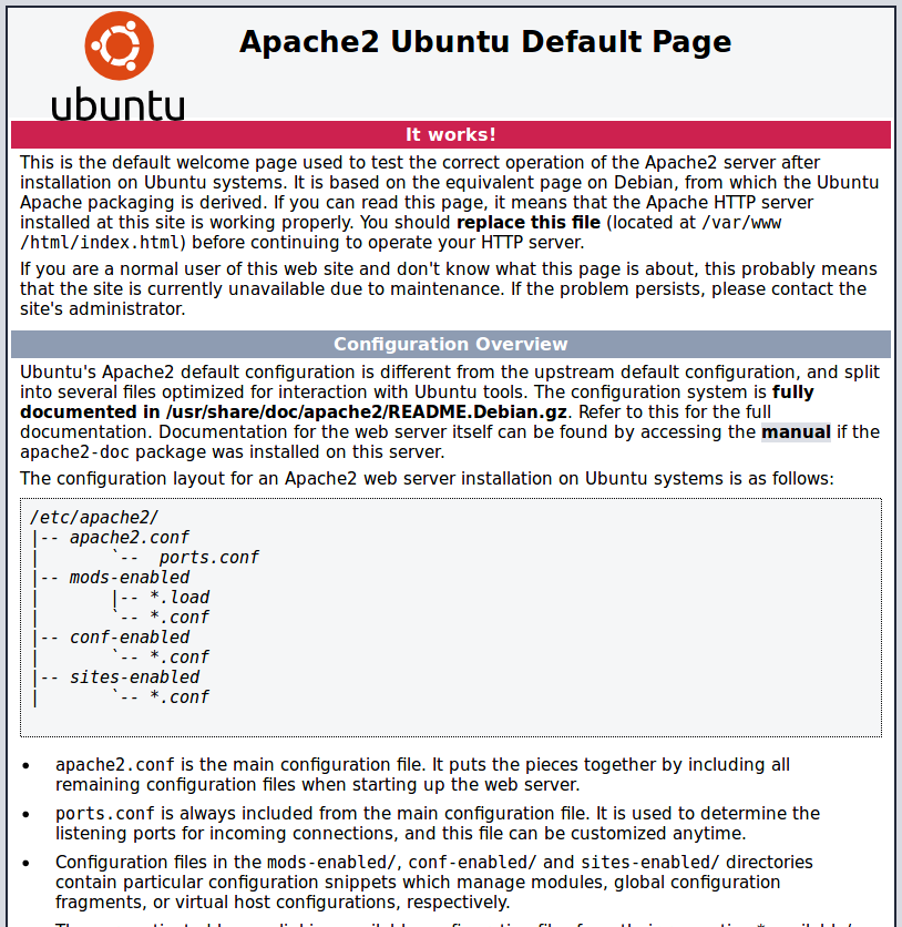 apache welcome page